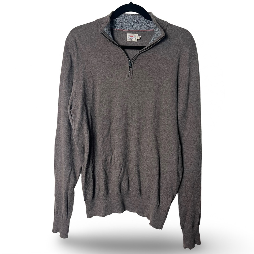 Faherty - Men's‎ Quarter Zip Cotton Cashmere Pullover Cocoa Brown - Sz. M